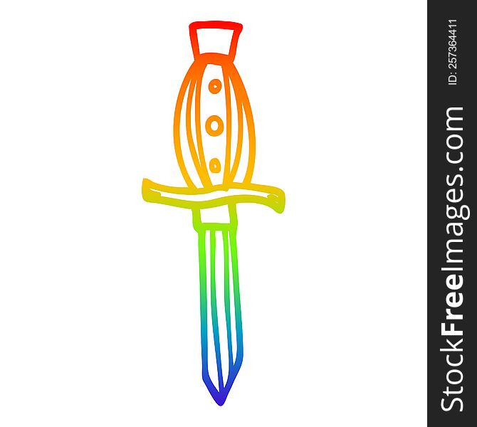 Rainbow Gradient Line Drawing Cartoon Tattoo Dagger Symbol