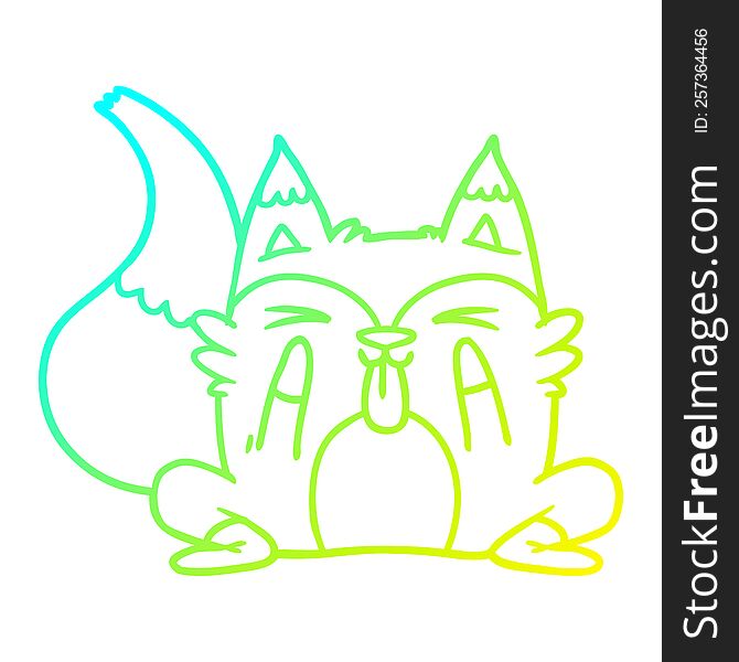 Cold Gradient Line Drawing Funny Cartoon Fox