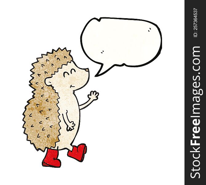 Cute Speech Bubble Textured Cartoon Hedgehog