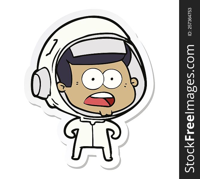 Sticker Of A Cartoon Surprised Astronaut