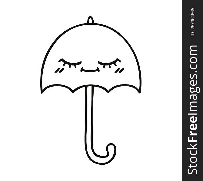 line drawing cartoon of a umbrella