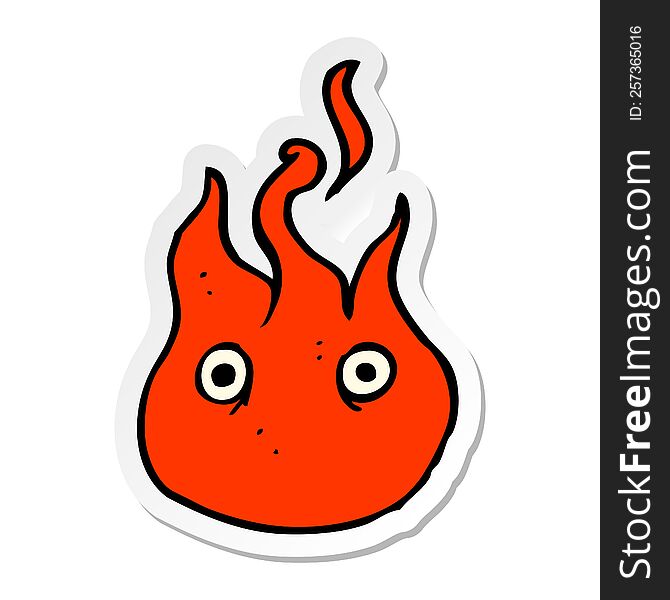 sticker of a cartoon flame symbol