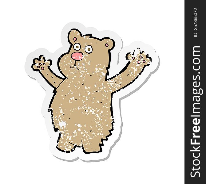 Retro Distressed Sticker Of A Cartoon Funny Bear