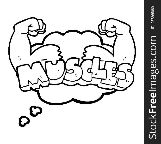 Thought Bubble Cartoon Muscles Symbol