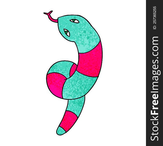 Textured Cartoon Of A Long Snake