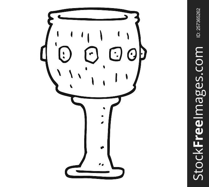 freehand drawn black and white cartoon goblet