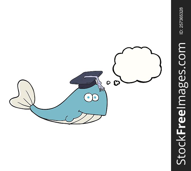 freehand drawn thought bubble cartoon whale graduate