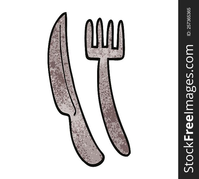 cartoon doodle knife and fork