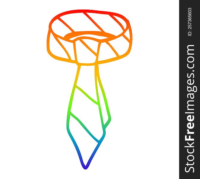 rainbow gradient line drawing of a cartoon tie