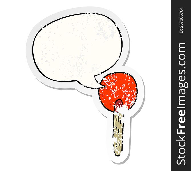 Cartoon Candy Lollipop And Speech Bubble Distressed Sticker