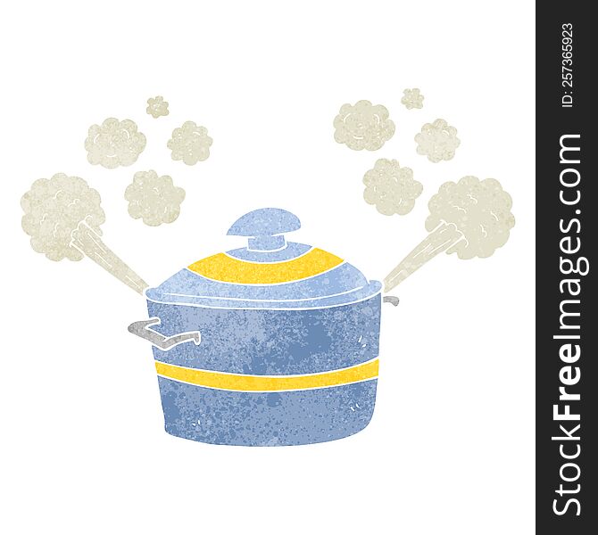 Retro Cartoon Steaming Cooking Pot