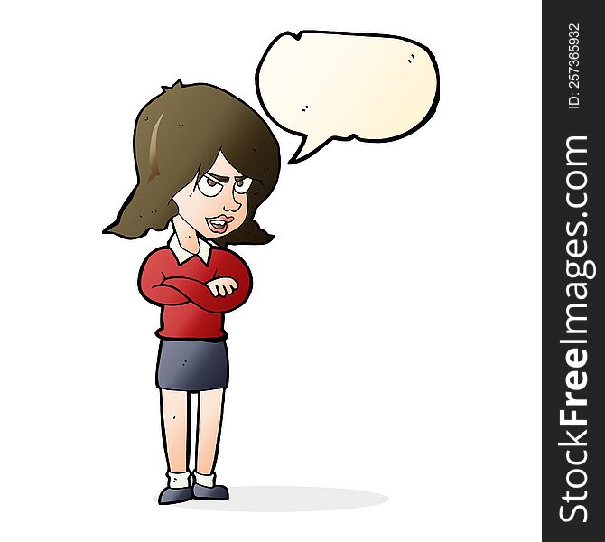Cartoon Angry Woman With Speech Bubble