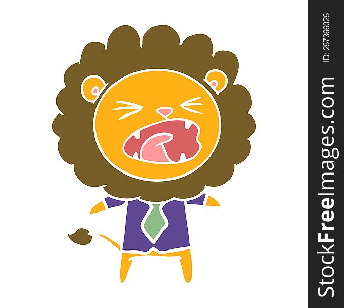 flat color style cartoon lion in business clothes