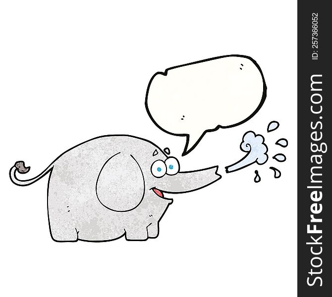 freehand speech bubble textured cartoon elephant squirting water