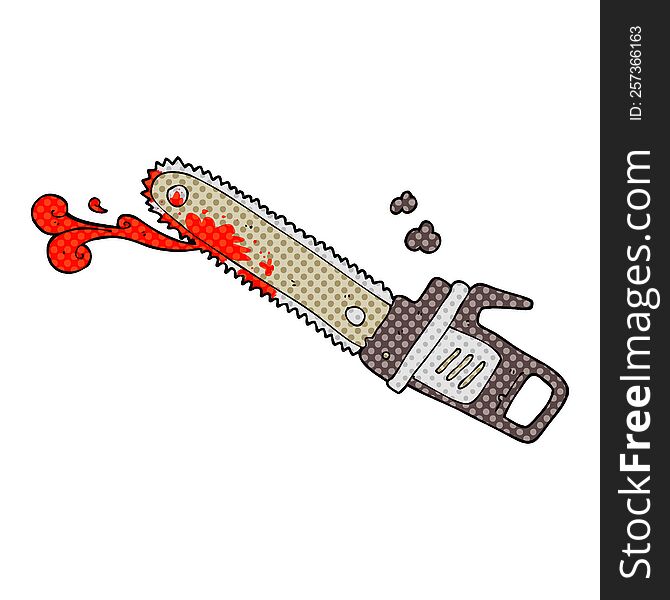 freehand drawn cartoon bloody chainsaw