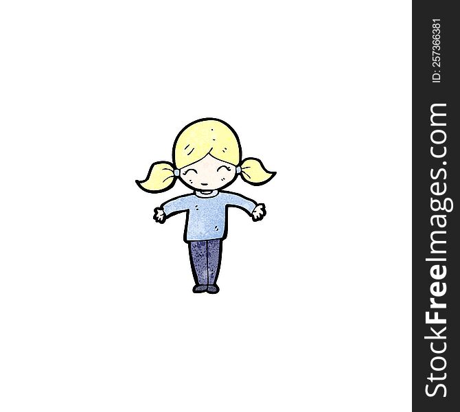 happy blond girl cartoon