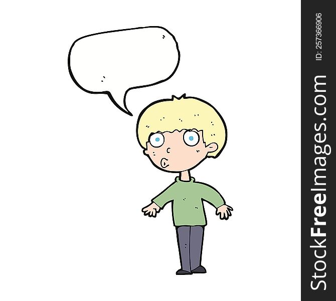 Cartoon Surprised Boy With Speech Bubble