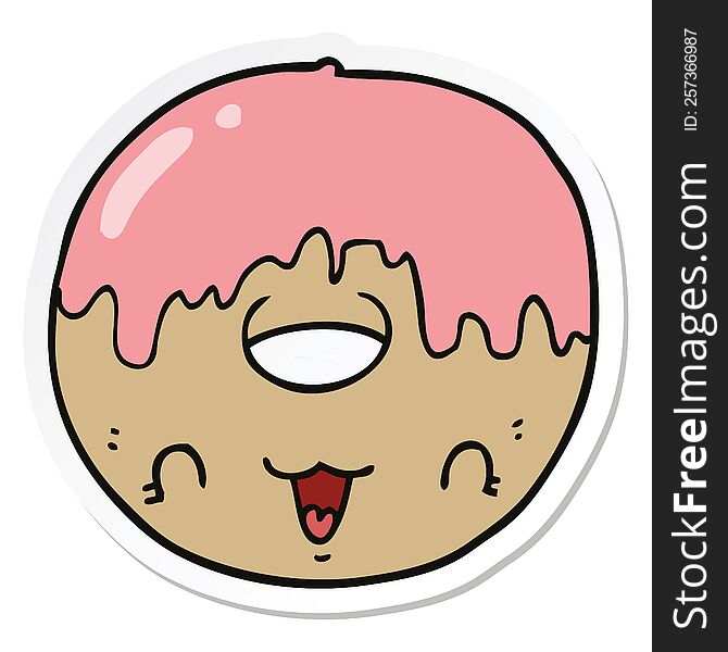 sticker of a cute cartoon donut