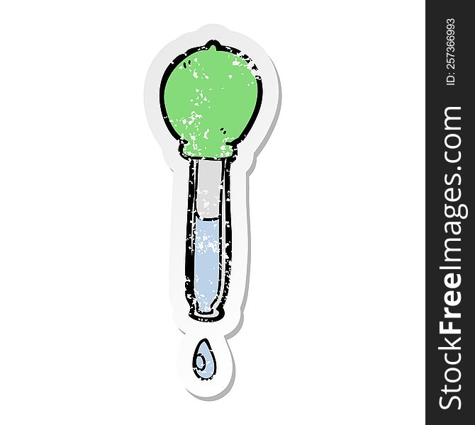 distressed sticker of a cartoon pipette