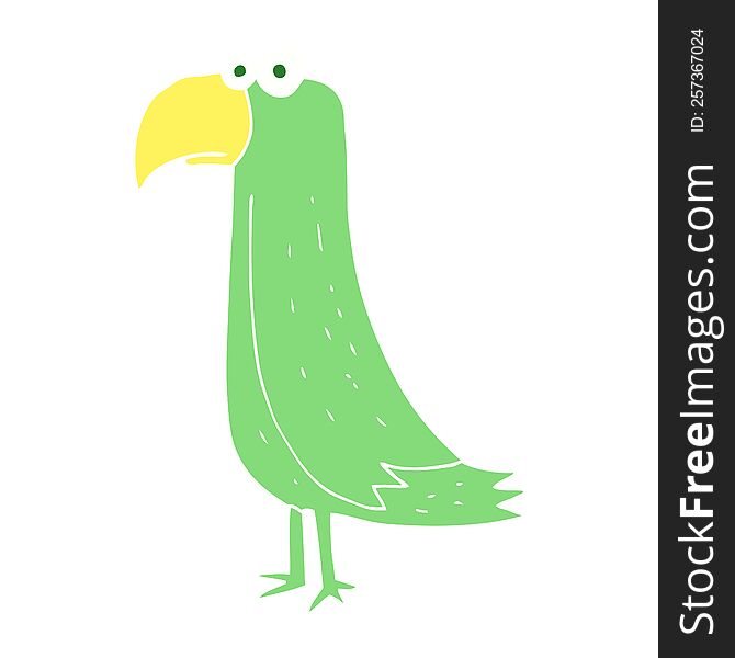 Flat Color Illustration Of A Cartoon Parrot