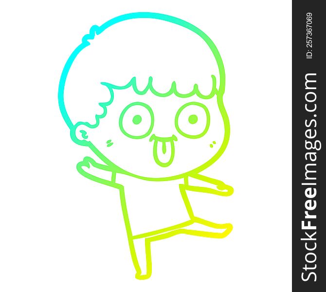 Cold Gradient Line Drawing Cartoon Dumb Kid