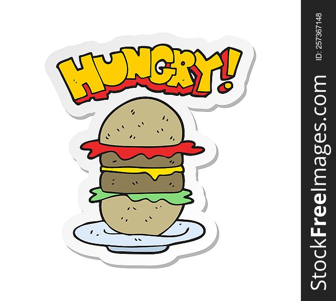 Sticker Of A Cartoon Burger