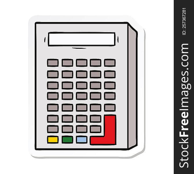 sticker of a cartoon calculator