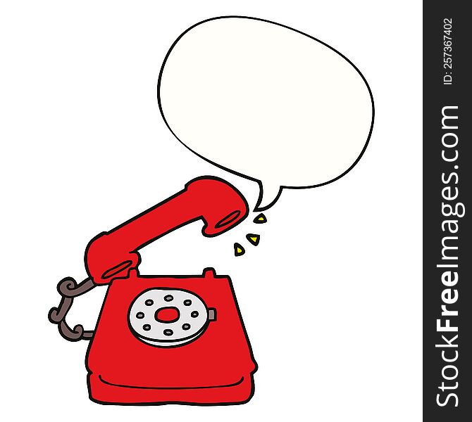 cartoon old telephone and speech bubble