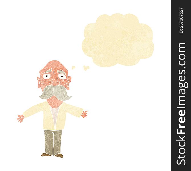 Cartoon Disappointed Old Man With Thought Bubble