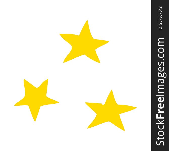 flat color illustration cartoon of three stars