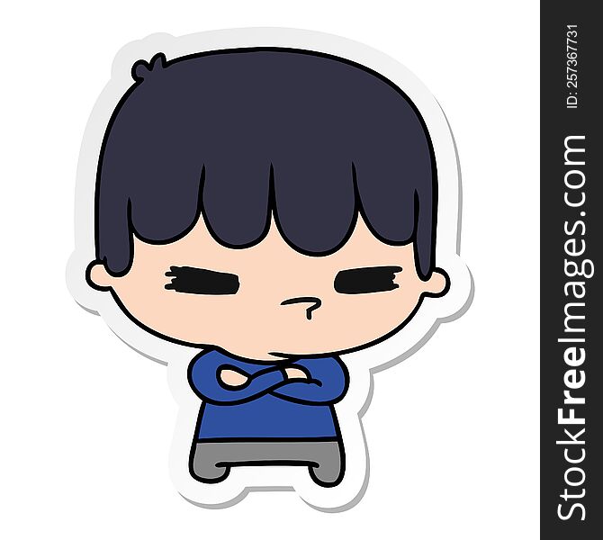 sticker cartoon illustration of a kawaii cute cross boy. sticker cartoon illustration of a kawaii cute cross boy