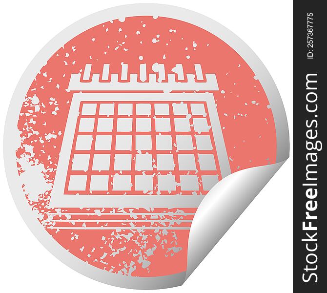 Distressed Circular Peeling Sticker Symbol Work Calendar