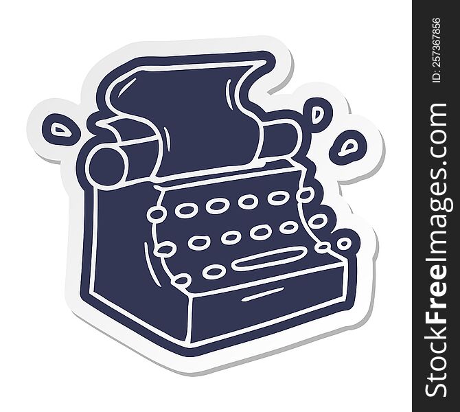 cartoon sticker of old school typewriter