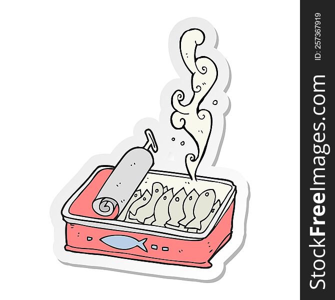 Sticker Of A Cartoon Can Of Sardines