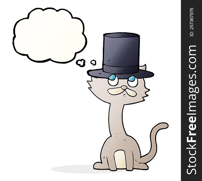 Thought Bubble Cartoon Cat In Top Hat