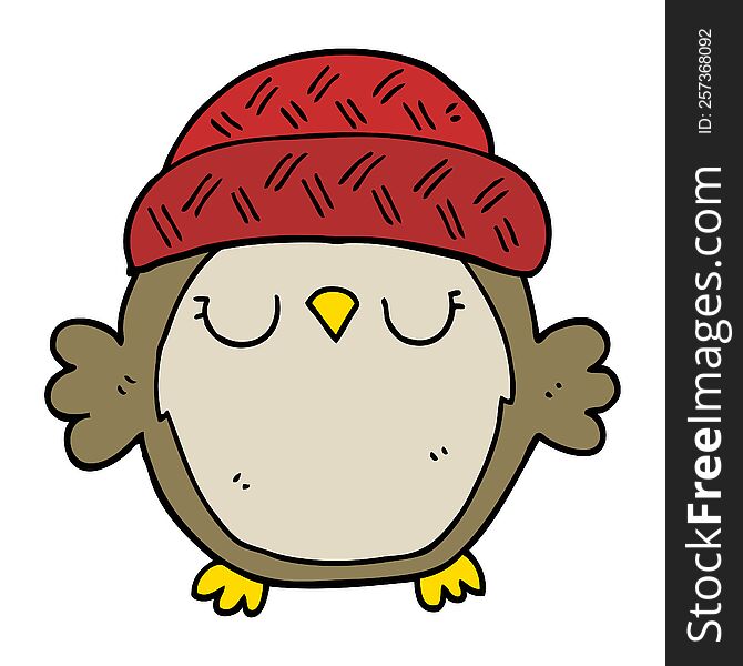 cute cartoon owl in hat