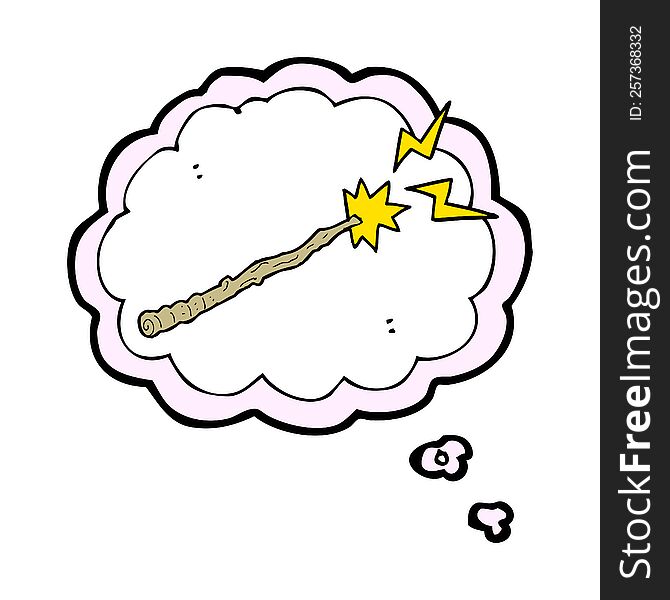 Cartoon Magic Wand With Thought Bubble
