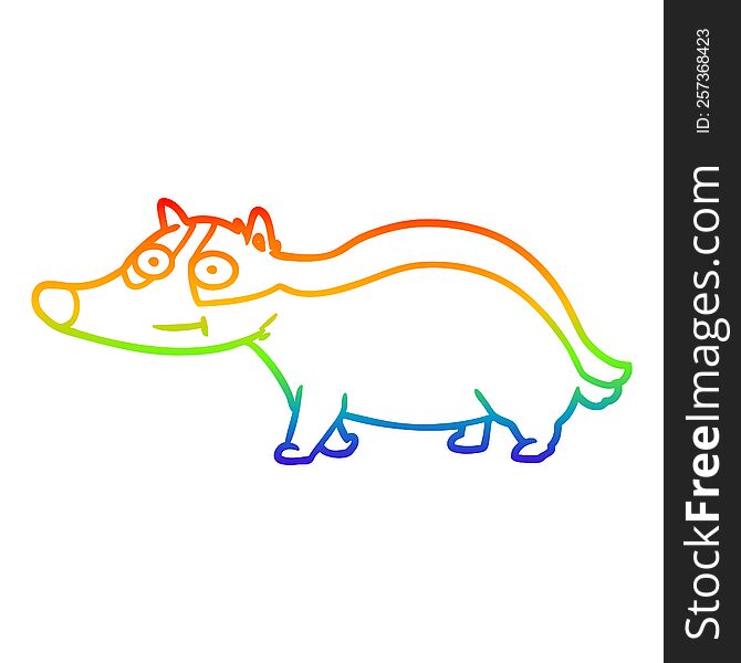 rainbow gradient line drawing of a cartoon friendly badger