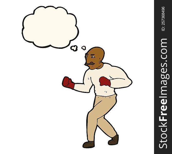 cartoon boxer with thought bubble