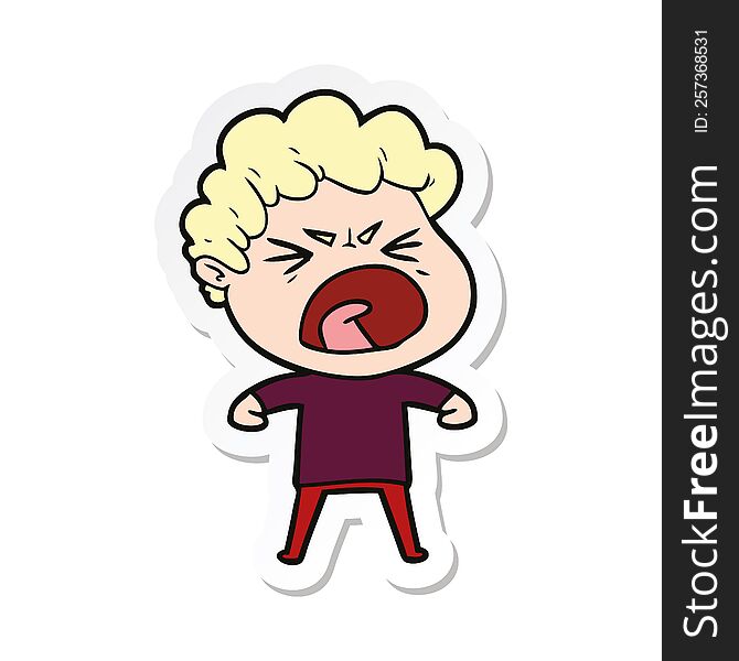 sticker of a cartoon furious man