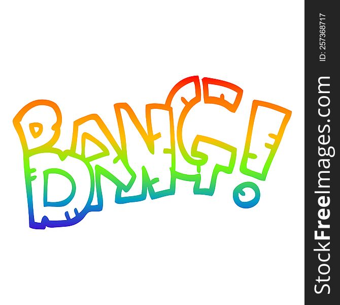 rainbow gradient line drawing of a cartoon bang symbol