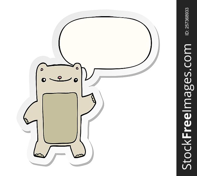 Cartoon Teddy Bear And Speech Bubble Sticker