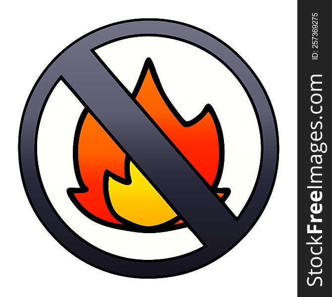 gradient shaded cartoon of a no fire sign