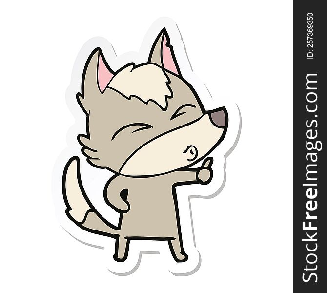 sticker of a cartoon wolf pouting