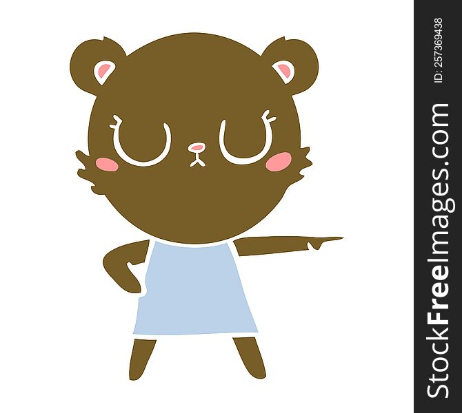 Peaceful Flat Color Style Cartoon Bear In Dress Pointing