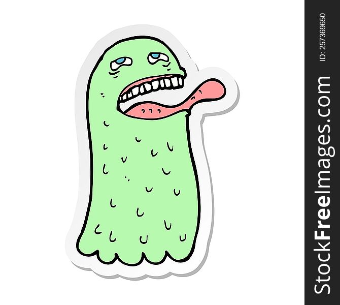 Sticker Of A Cartoon Funny Ghost