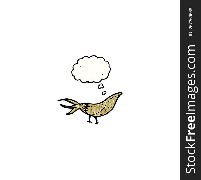Bird With Thought Bubble Cartoon