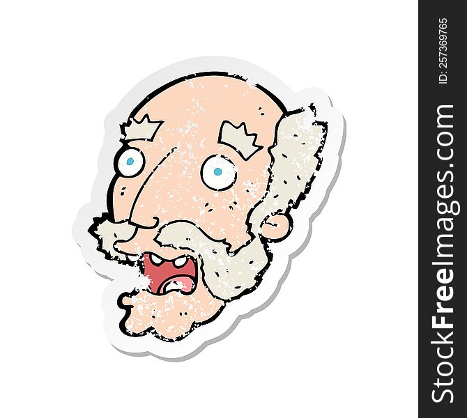 Retro Distressed Sticker Of A Cartoon Shocked Old Man
