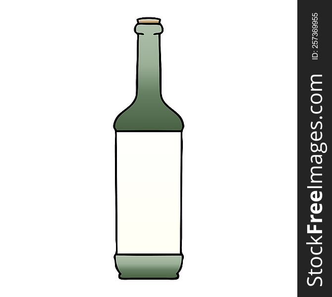 gradient shaded quirky cartoon wine bottle. gradient shaded quirky cartoon wine bottle