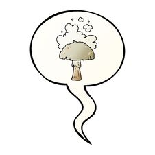 Free Cartoon Mushroom And Spore Cloud And Speech Bubble In Smooth Gradient Style Stock Photography - 257373762